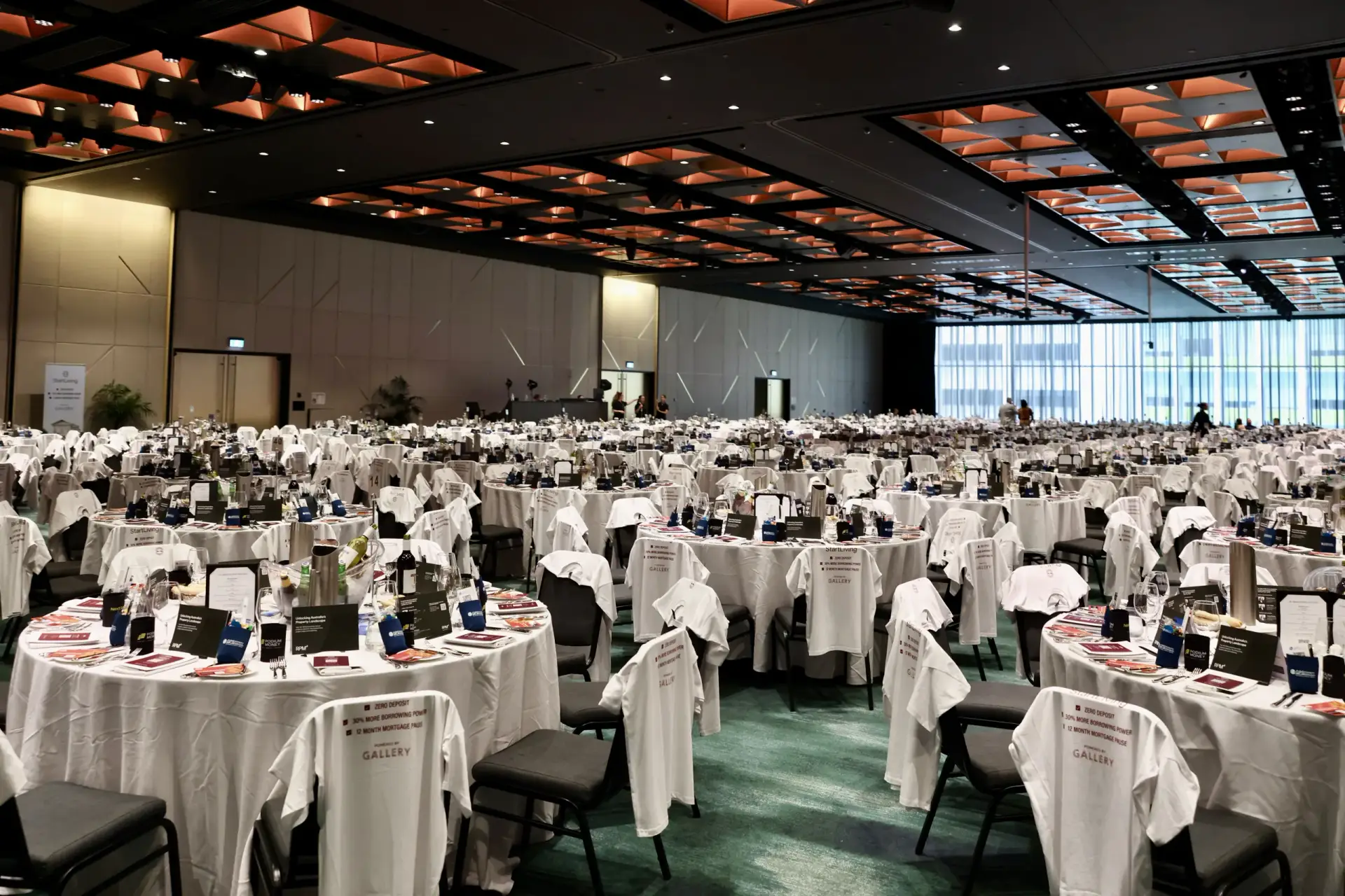 The Urban Developer Long Lunch ballroom set for lunch
